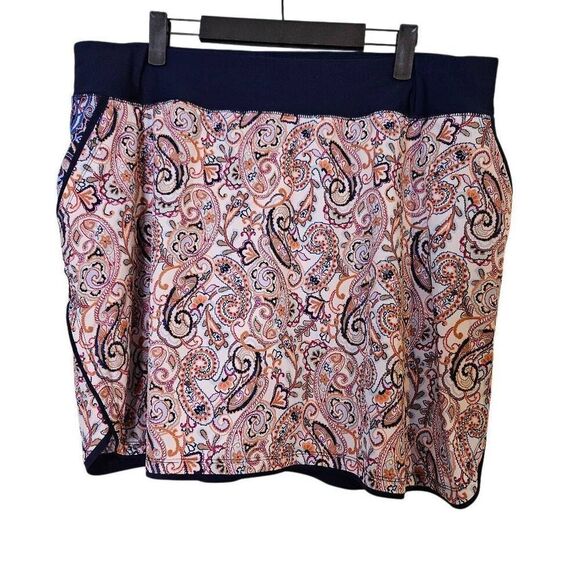 Lands End skort, navy & rust paisley print. Size 18W. # 830 - Picture 1 of 6